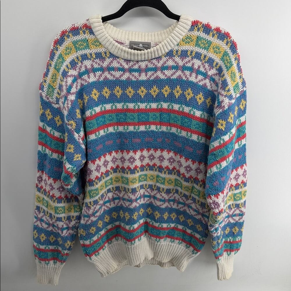 Vintage Club 901 100% cotton Fair Isle Retro crewneck sweater sz L